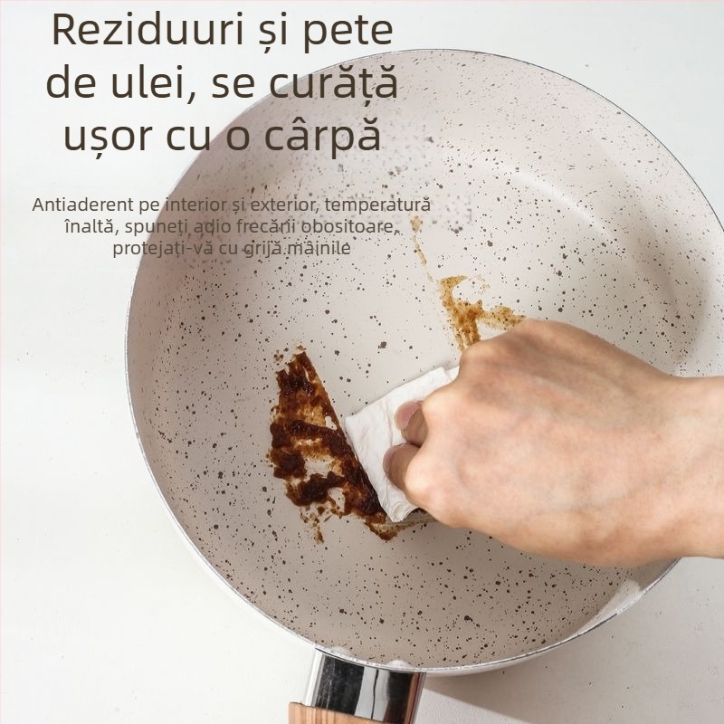 Wok în stil japonez cu piatră Maifan, antiaderent, oală de lapte, cu dublă funcționalitate pentru tăiței instant