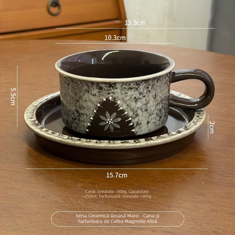 Set de cești și farfurioare din ceramică, stil retro lux, căni elegante pentru cupluri