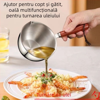 Oală din oțel inoxidabil pentru stropirea uleiului, pentru bucătăria de acasă, oală mică cu mâner lung