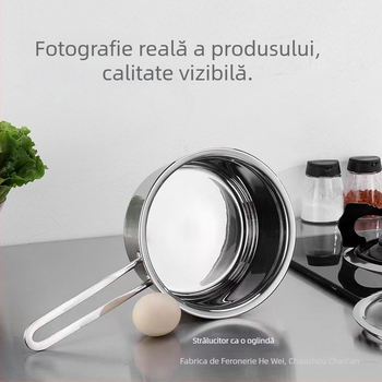 Oală de lapte din oțel inoxidabil, cu fund dublu-strat, antiaderent, compatibil cu plitele cu inducție, pentru hrana bebelușului, cu mâner unic