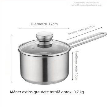Oală de lapte din oțel inoxidabil, cu fund dublu-strat, antiaderent, compatibil cu plitele cu inducție, pentru hrana bebelușului, cu mâner unic