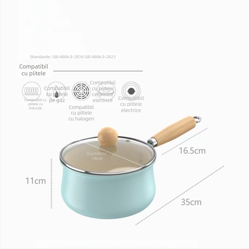 Oală ceramică pentru lapte, antiaderentă, pentru hrana bebelușilor și gătirea supelor