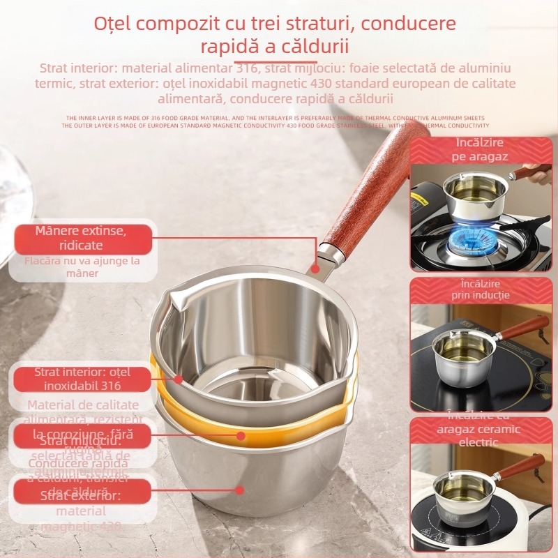 Oală mică din oțel inoxidabil pentru turnarea uleiului, utilizare casnică