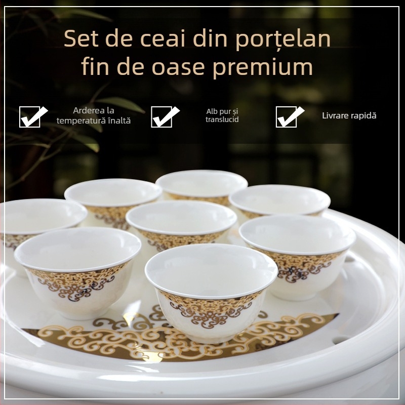 Set de ceai Kung Fu cu imprimare de logo, într-o cutie cadou din porțelan alb