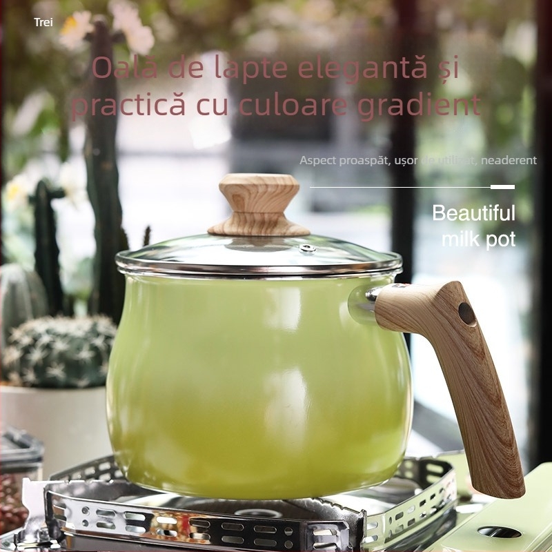 Oală pentru lapte de bebeluți, oală mini antiaderentă pentru tăiței, oală mică de supă drăguță, compatibilă cu plita cu inducție
