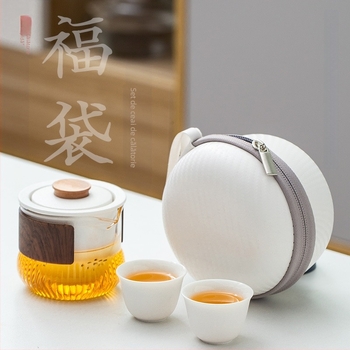 Set Gongfu ceramic portabil pentru exterior — 1 oală și 2 cești, simplu și compact pentru călătorii