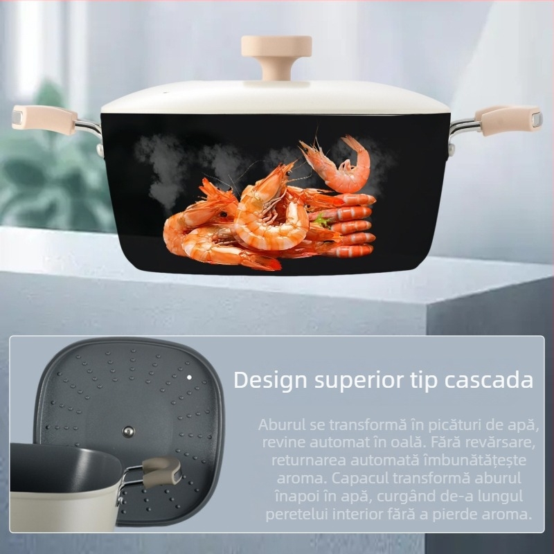 Oală ceramică pentru lapte, cu strat titan antiaderent, stil Yukihira, oală pentru tăiței, veselă de bucătărie ușoară
