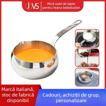 Oală de lapte din oțel inoxidabil 18/10, calitate alimentară, pentru uz casnic, încălzirea laptelui, fără acoperire