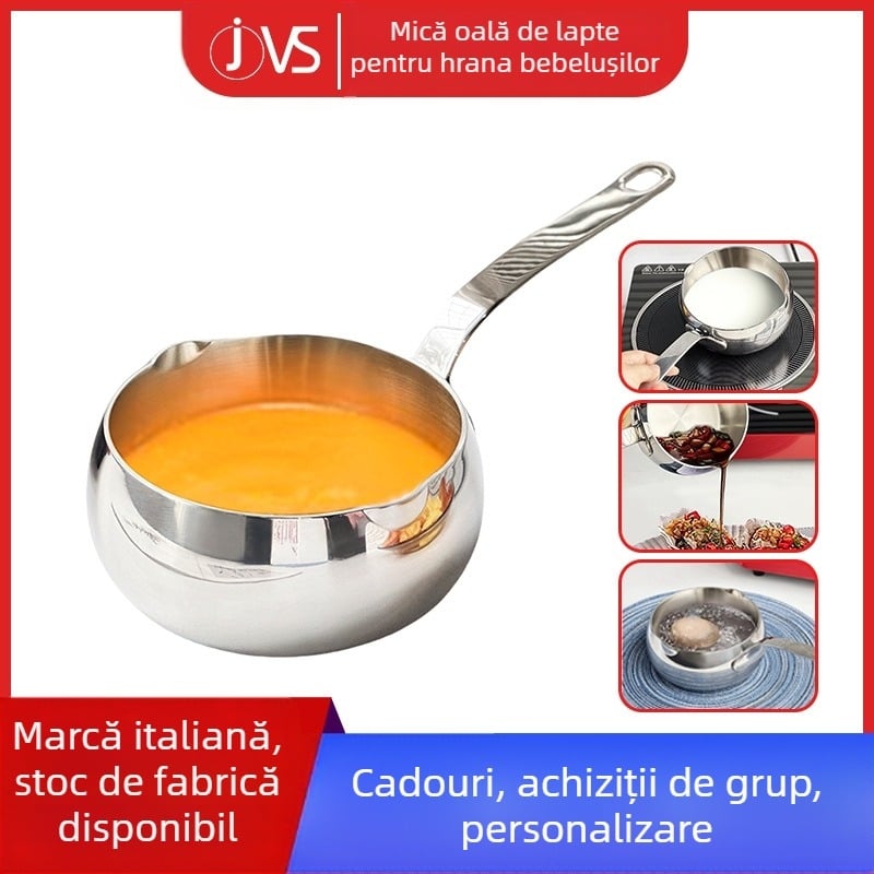 Oală de lapte din oțel inoxidabil 18/10, calitate alimentară, pentru uz casnic, încălzirea laptelui, fără acoperire