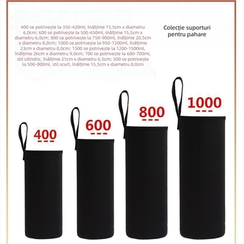 Husă pentru cană cu mâner crossbody, acoperire izolatoare pentru sticlă 400-1500 ml, protecție la arsuri, izolație termică, rezistentă la căderi.