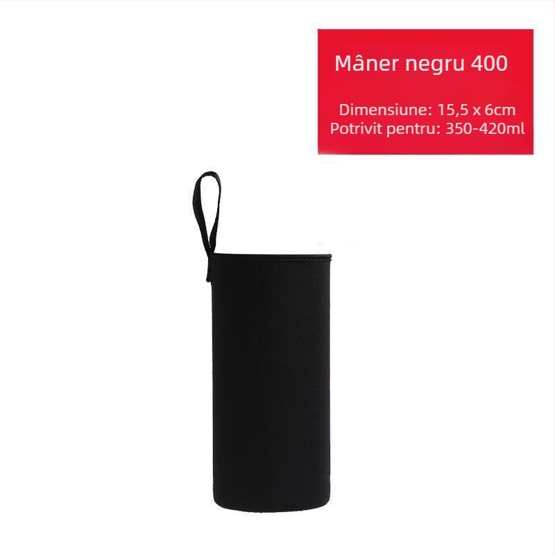 Husă pentru cană cu mâner crossbody, acoperire izolatoare pentru sticlă 400-1500 ml, protecție la arsuri, izolație termică, rezistentă la căderi.