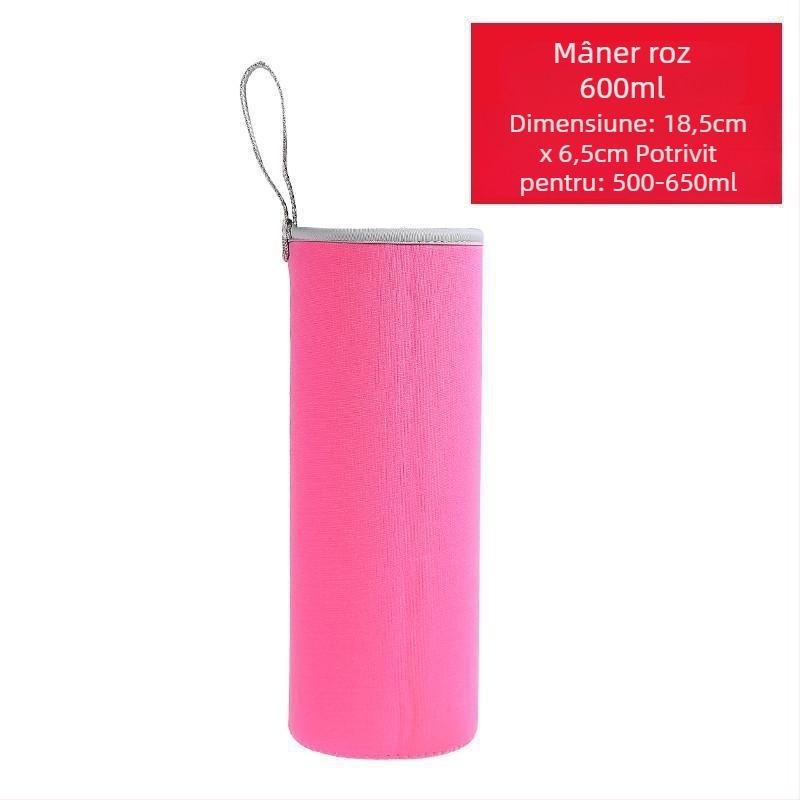 Husă pentru cană cu mâner crossbody, acoperire izolatoare pentru sticlă 400-1500 ml, protecție la arsuri, izolație termică, rezistentă la căderi.
