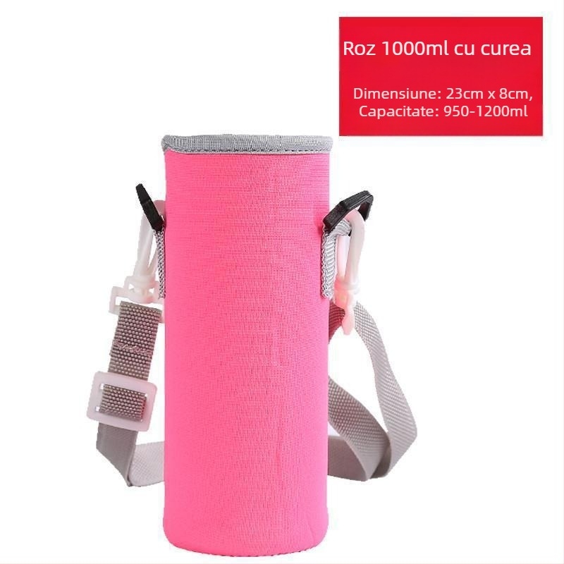 Husă pentru cană cu mâner crossbody, acoperire izolatoare pentru sticlă 400-1500 ml, protecție la arsuri, izolație termică, rezistentă la căderi.