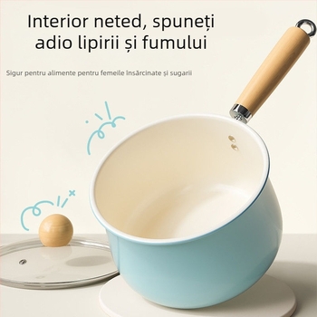 Oală ceramică mică pentru mâncare de bebeluți, mâner unic, antiaderentă, pentru aragazul de acasă