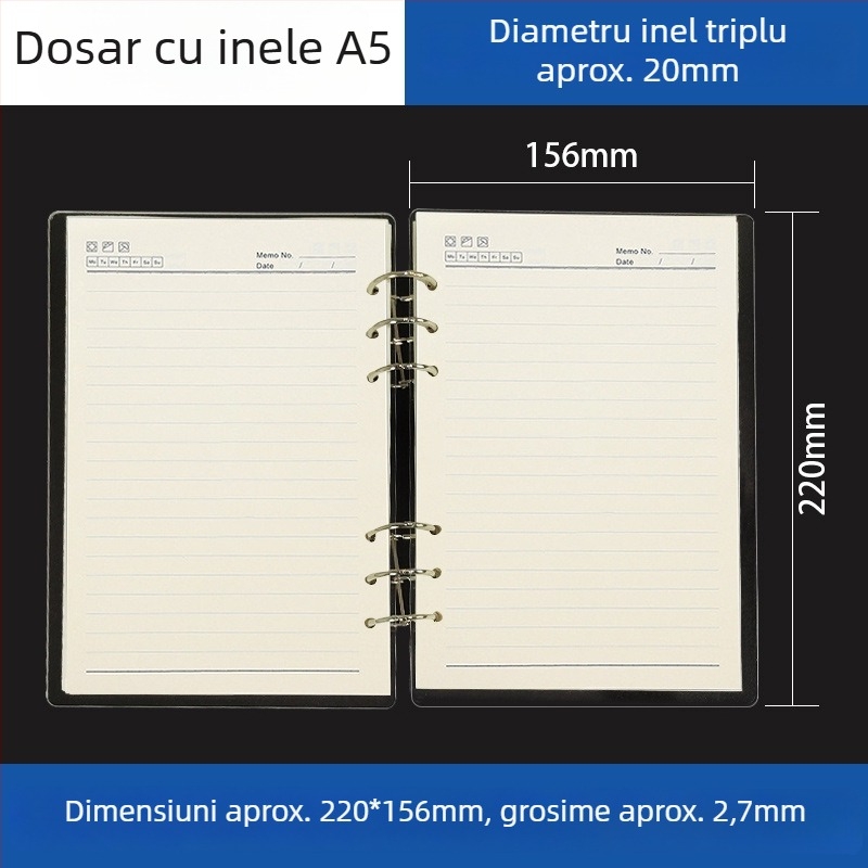 Dosar acrilic transparent pentru caiet A5 și planner A6, 6 găuri, depozitare detașabilă universală