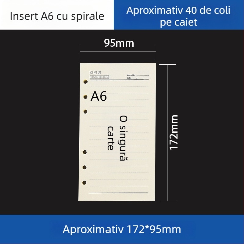 Dosar acrilic transparent pentru caiet A5 și planner A6, 6 găuri, depozitare detașabilă universală