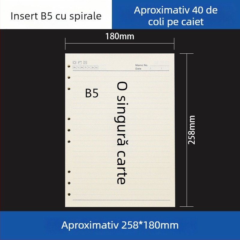Dosar acrilic transparent pentru caiet A5 și planner A6, 6 găuri, depozitare detașabilă universală