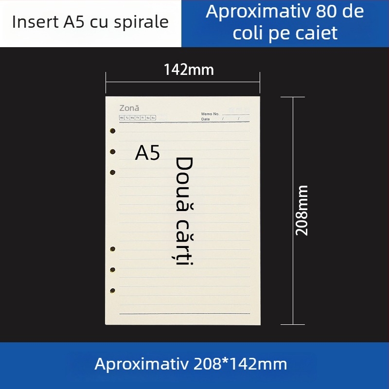 Dosar acrilic transparent pentru caiet A5 și planner A6, 6 găuri, depozitare detașabilă universală