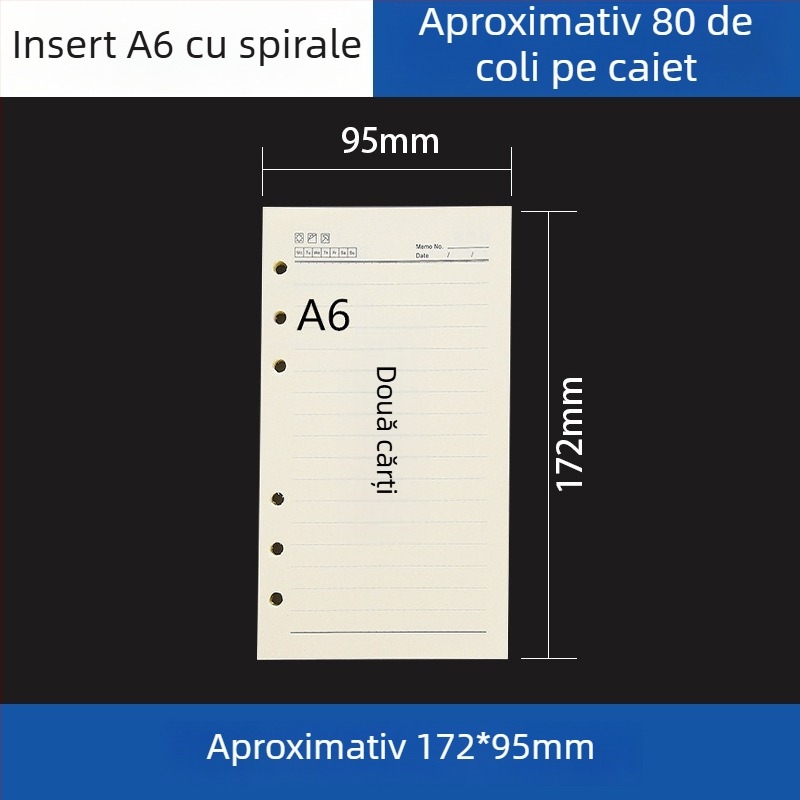 Dosar acrilic transparent pentru caiet A5 și planner A6, 6 găuri, depozitare detașabilă universală