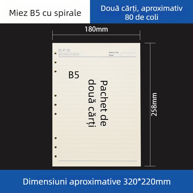 Dosar acrilic transparent pentru caiet A5 și planner A6, 6 găuri, depozitare detașabilă universală