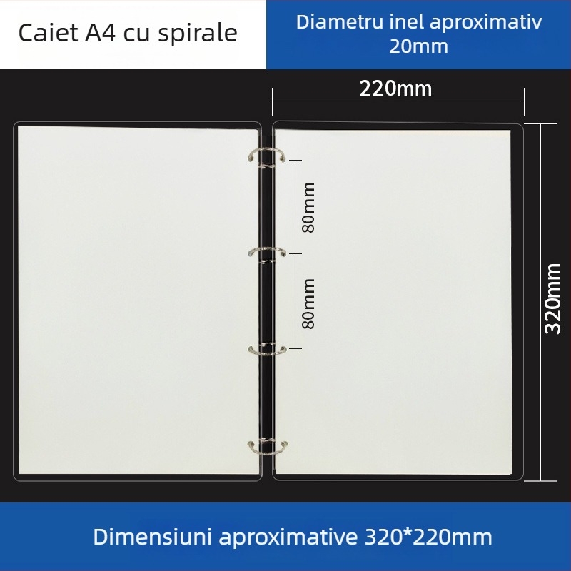 Dosar acrilic transparent pentru caiet A5 și planner A6, 6 găuri, depozitare detașabilă universală