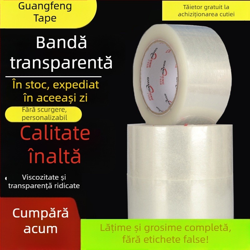 Bandă de ambalat transparentă, rolă mare pentru sigilare manuală