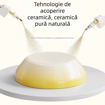 Mini wok galben cu strat ceramic antiaderent, wok multifuncțional pentru toate plitele