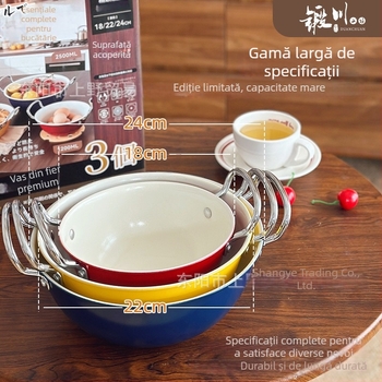 Set de 3 oale cu mâner dublu din fier forjat, diametre 18/22/24 cm, rezistent la temperaturi înalte, protecție împotriva arsurilor, vase de bucătărie pentru supă și tigaie