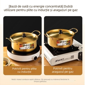 Oală pentru tăiței instant în stil coreean, 1 L, oală compactă pentru gătit acasă și supe cu tăiței