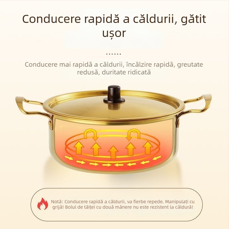 Oală pentru tăiței instant în stil coreean, 1 L, oală compactă pentru gătit acasă și supe cu tăiței