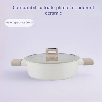 Oală antiaderentă din piatră Maifan pentru lapte și hrana de bebeluși, mică oală porționată, oală pentru tăiței instant, totul într-unul pentru aburire și gătire supă