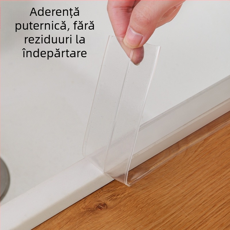 Bandă de etanșare anti-mucegai pentru rosturi în bucătărie și baie, PVC transparent cu adeziv acrilic, 3.8 cm x 3.2 m.