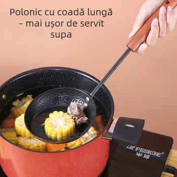 Lingură din fontă cu mâner lung, stil japonez, neacoperită, pentru prăjirea ouălor