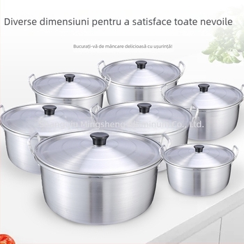 Set de 7 oale din aluminiu cu două mâneri, finisaj șlefuit, adâncit și îngroșat, capacitate mare