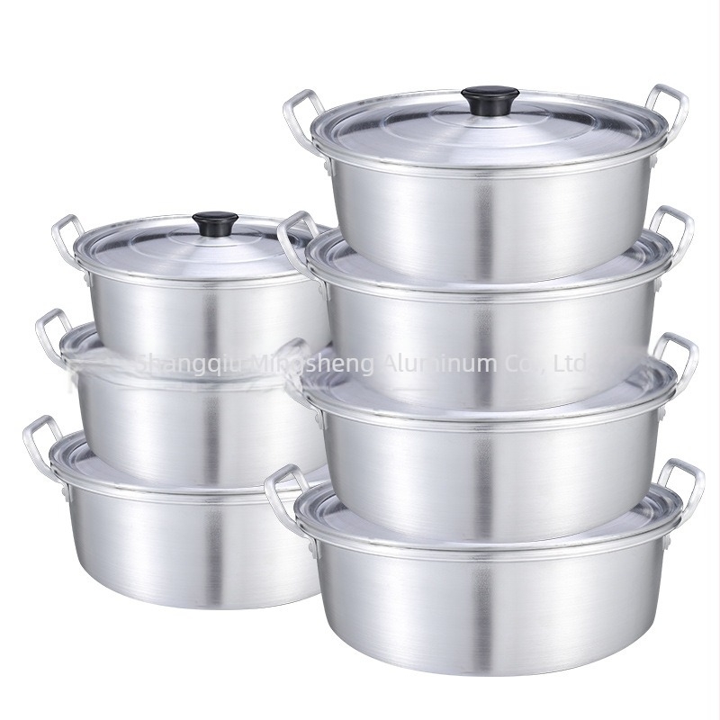 Set de 7 oale din aluminiu cu două mâneri, finisaj șlefuit, adâncit și îngroșat, capacitate mare