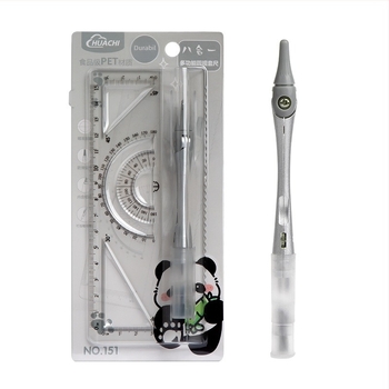 Set cu compas și riglă pentru elevi, material PET, 8 piese, set de desen multifuncțional cu riglă și compas