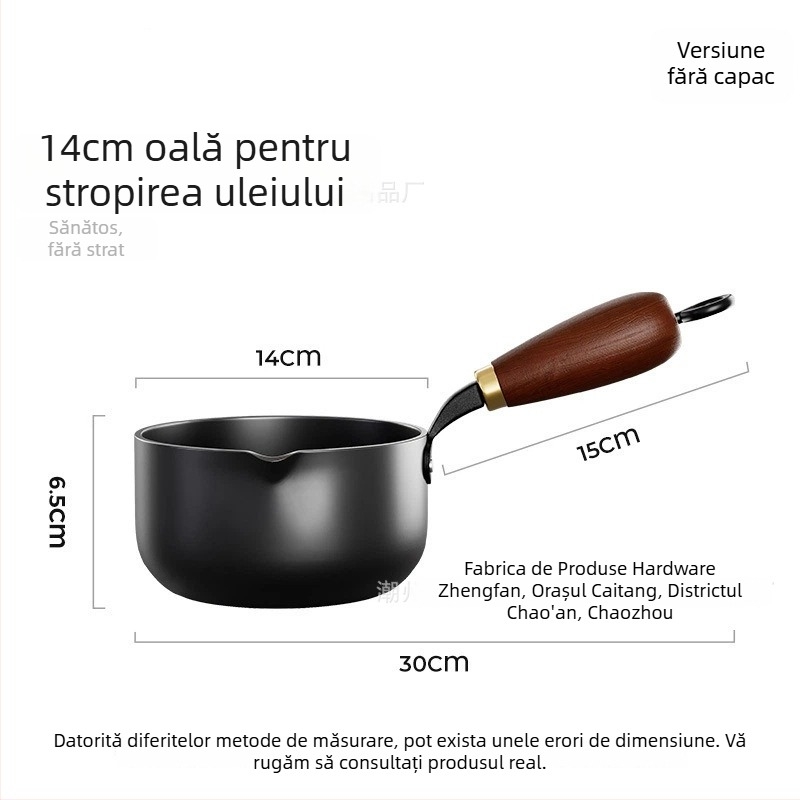 Oală mică din fontă pentru încălzirea uleiului, cu mâner lung pentru turnare, vas mic pentru hrana bebelușilor, tigaie mică pentru prăjit