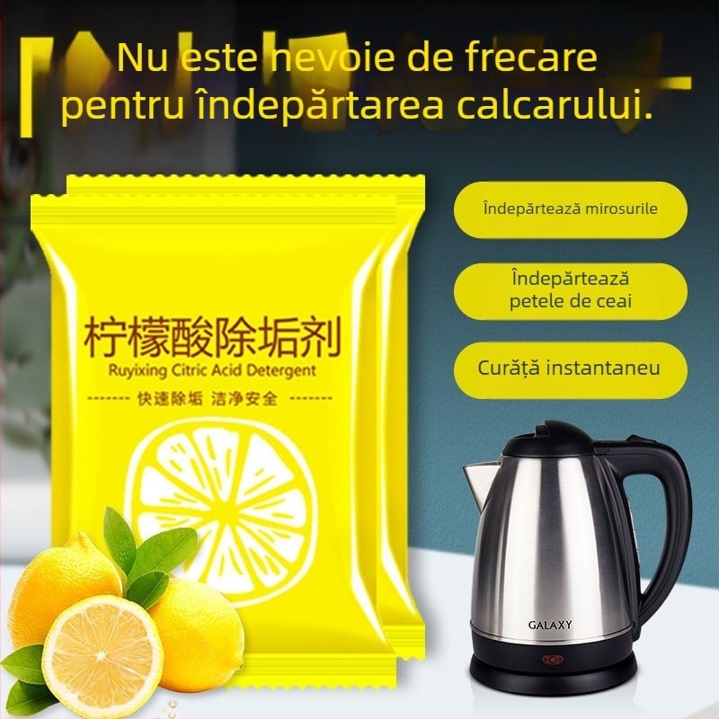Curățător cu acid citric pentru descalcare – ceainice, boilere și dozatoare de apă, elimină petele de ceai
