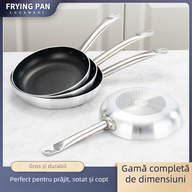 Tigaie plată antiaderentă din aluminiu, wok, pentru uz casnic, gătit fără fum