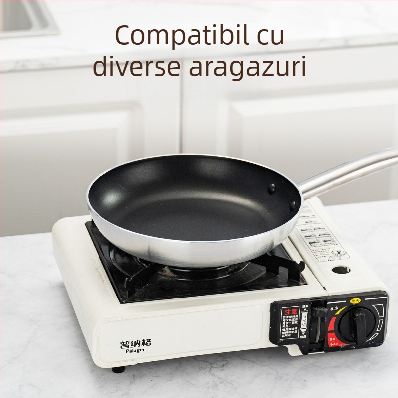 Tigaie plată antiaderentă din aluminiu, wok, pentru uz casnic, gătit fără fum