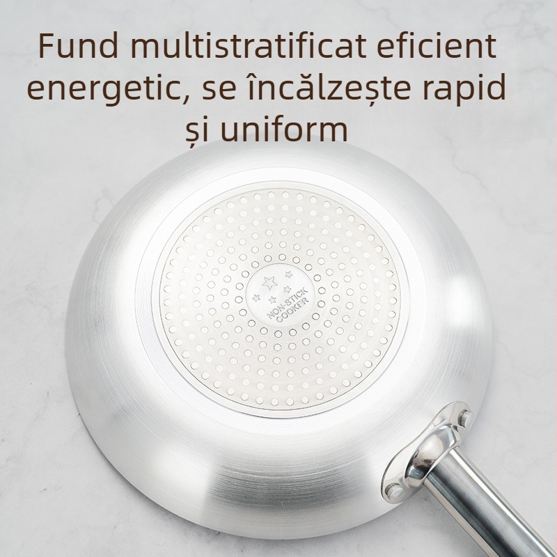 Tigaie plată antiaderentă din aluminiu, wok, pentru uz casnic, gătit fără fum