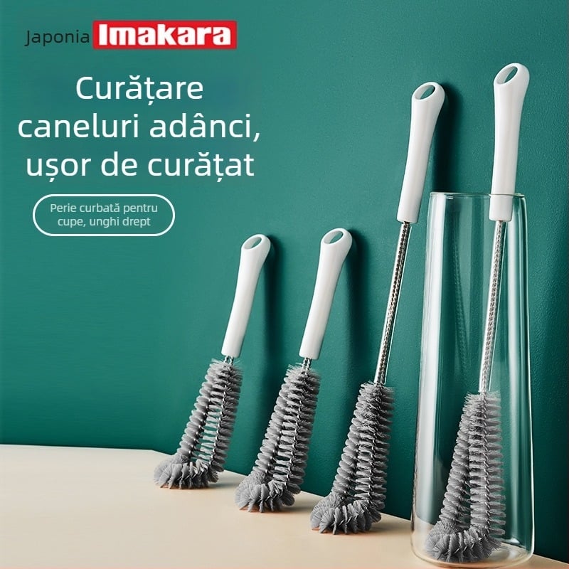 Set de periute pentru pahare cu mâner lung și perie mică, pentru curățarea blenderului și a sticlelor