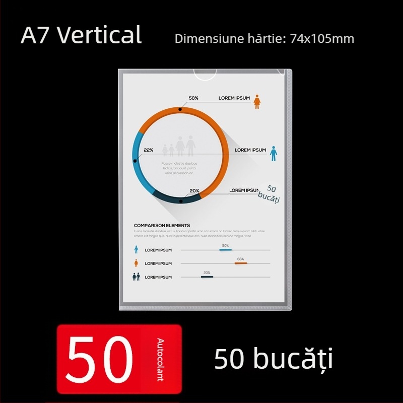 Ramă de afișaj pe perete A4 cu buzunare transparente pentru carduri și spațiu de inserare a documentelor
