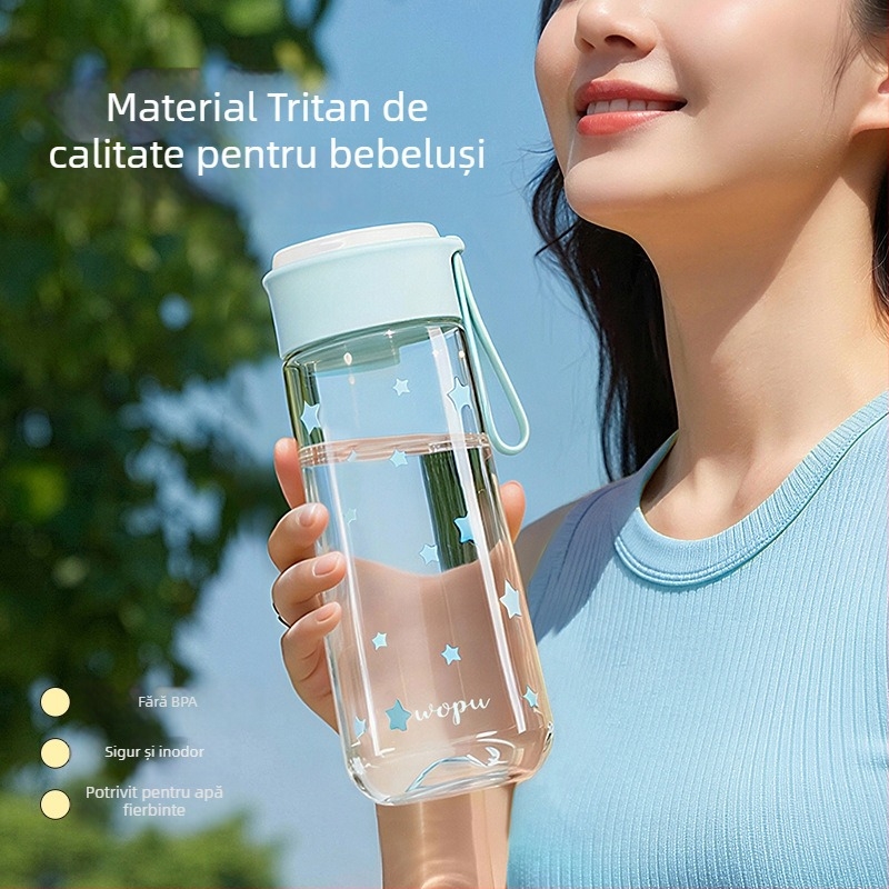 Pahar Tritan portabil de vară pentru apă, pentru fete, design minimalist, plastic, capacitate mare pentru studenți, rezistent la temperaturi înalte pentru ceai