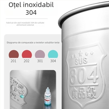 Oală de supă din oțel inoxidabil 304, cu capac, recipient rotund multifuncțional pentru bucătărie