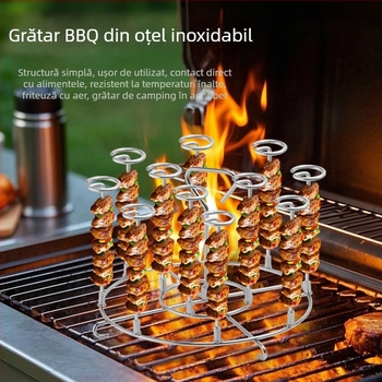 Set de accesorii pentru air fryer din oțel inoxidabil 304: grătar vertical, frigărui, grătar pentru cuptorul cu microunde, grătar BBQ, unelte de agățare