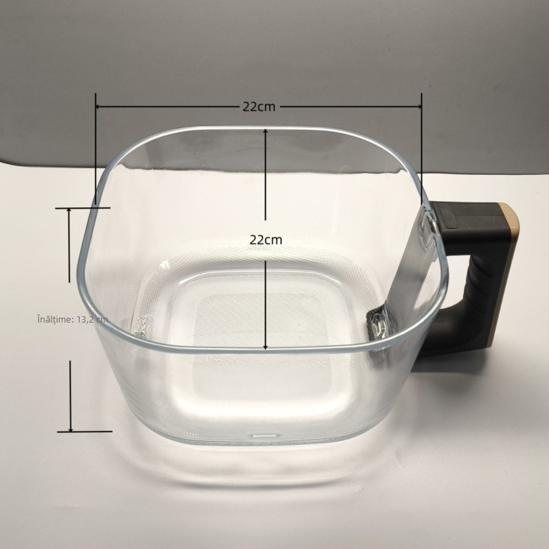 Inserție din sticlă borosilicată pentru friteuză cu aer, 4,5 L, coș pătrat de prăjit din sticlă, dimensiuni 22×22×13 cm