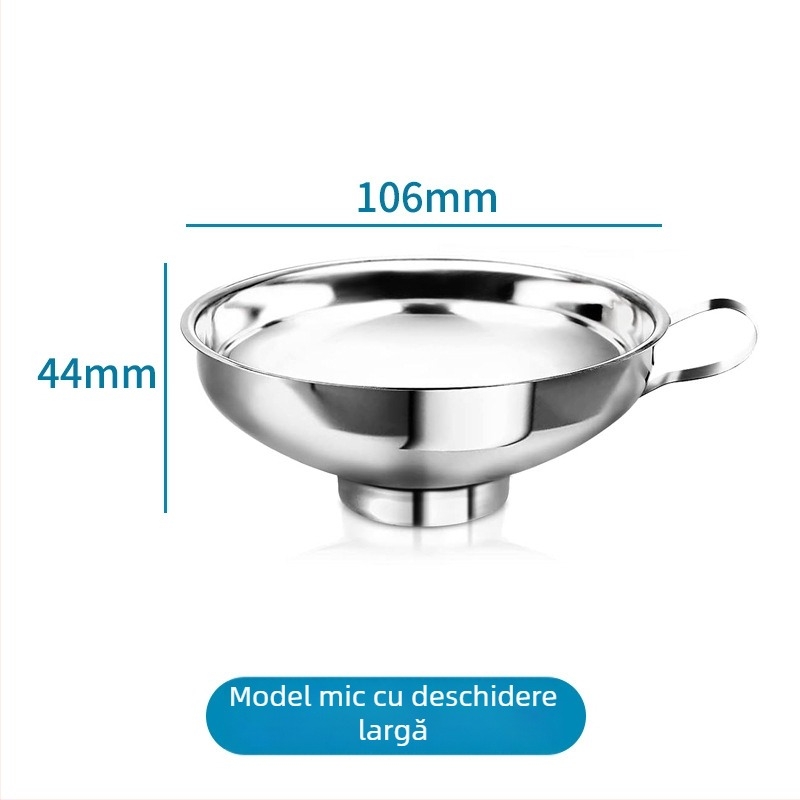 Pâlnie din oțel inoxidabil alimentar, mare, gură largă, pentru ulei, sosuri, piure și umplere salate