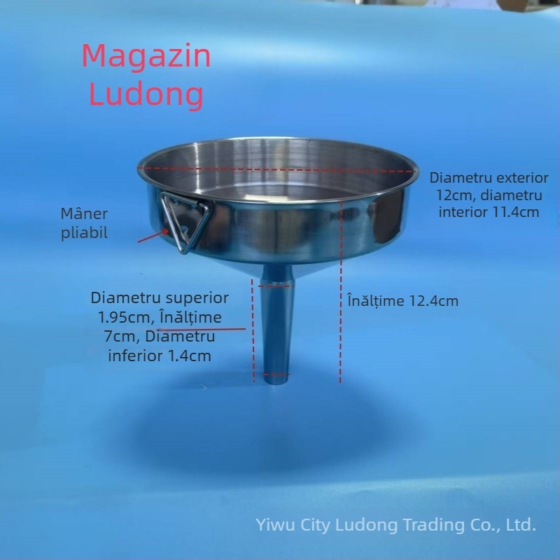 Pâlnie de ulei din oțel inoxidabil, diametru mare 12–14 cm, pentru bucătărie, cu agățare