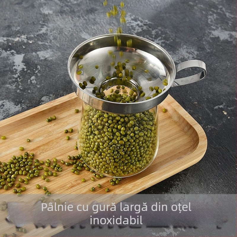 Funnel din oțel inoxidabil, gură lată, diametru mare, design îngroșat, pentru gemuri, sosuri, uleiuri și lichide, ustensilă de bucătărie multifuncțională